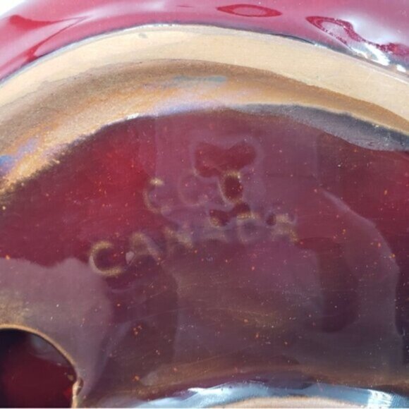 CCC Canada Pottery Red Orange Kidney Candy Trinket Dish - Picture 9 of 13